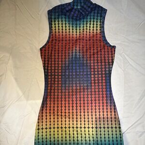Sheer rainbow body con dress